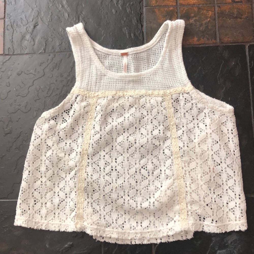 Free People Lace Cropped Blouse